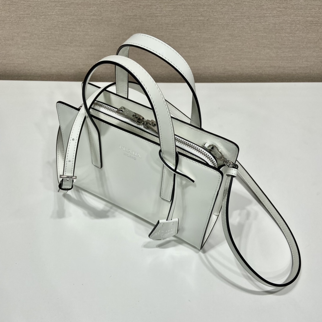 Prada Mini Re Edition 1995 Brushed Leather Handbag Bag White 1BA357